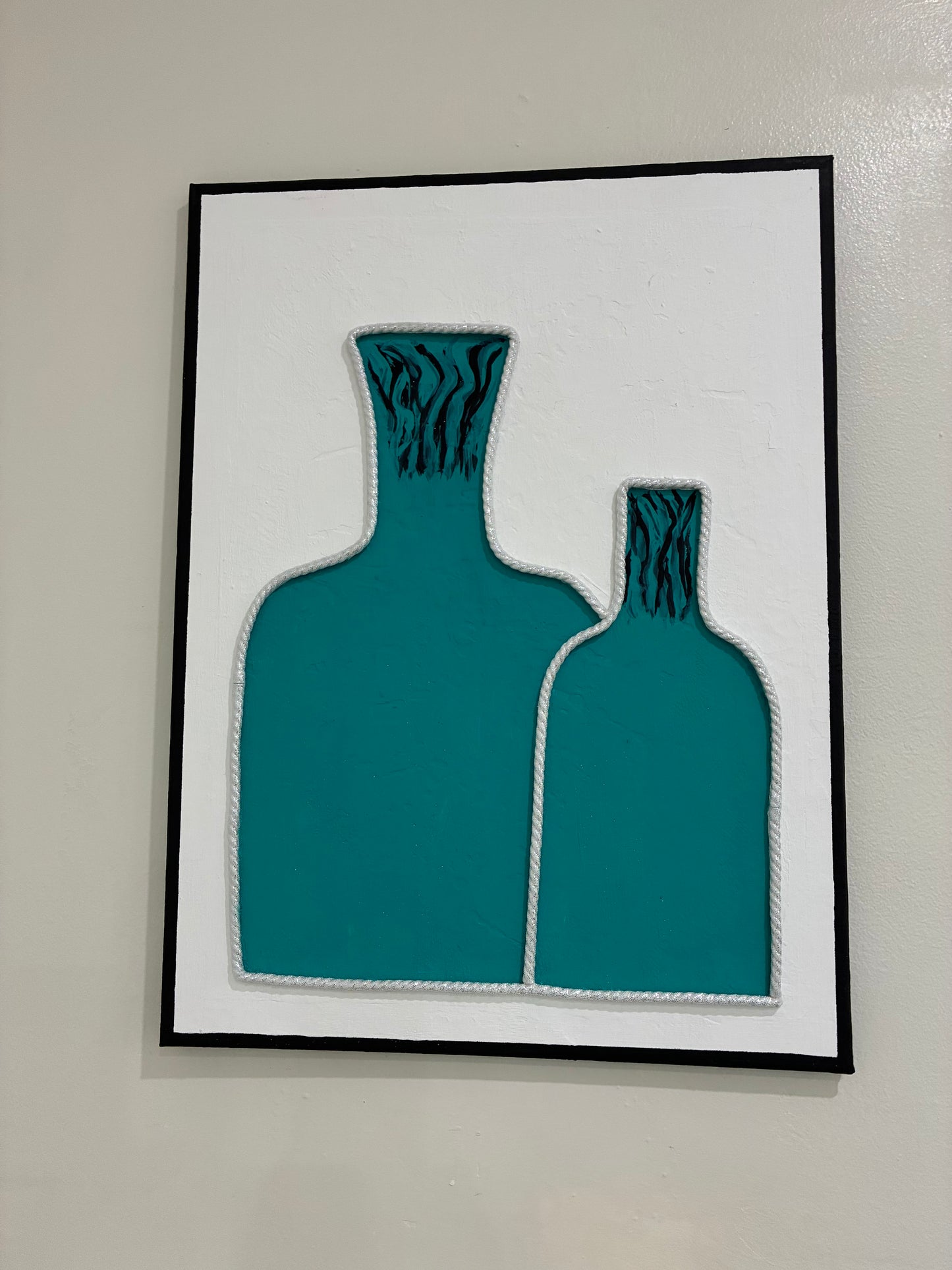 Blue Bottle Painting with Lasso Border