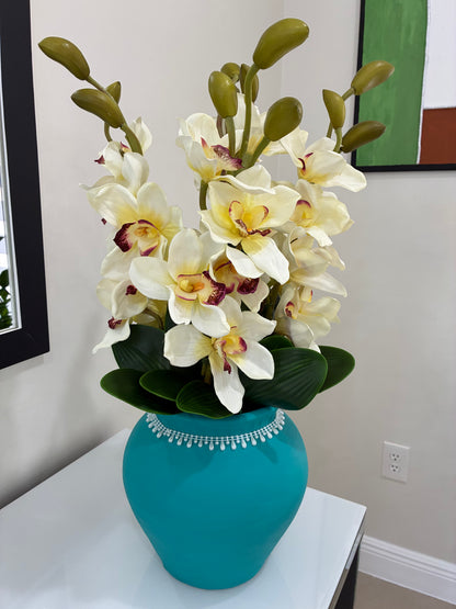 Faux Orchid Flower Arrangement