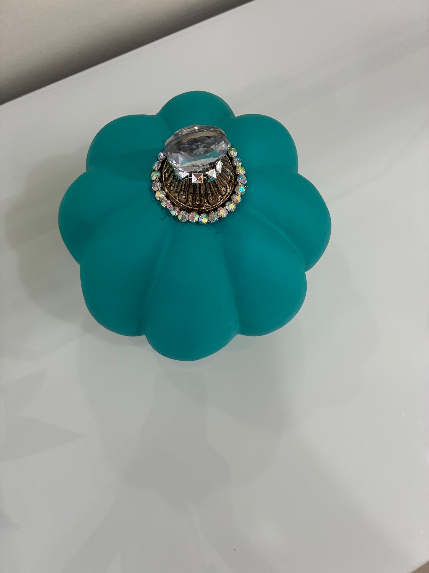 Blue Hand-painted glass cake stand