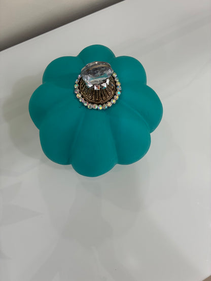 Blue Hand-painted glass cake stand