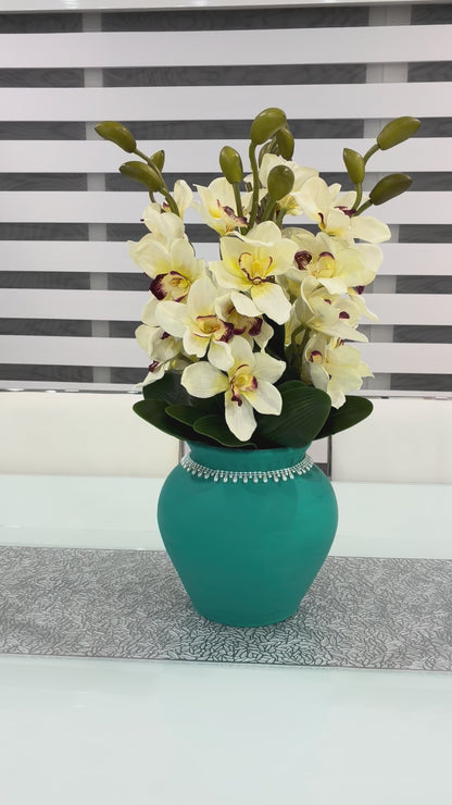 Faux Orchid Flower Arrangement